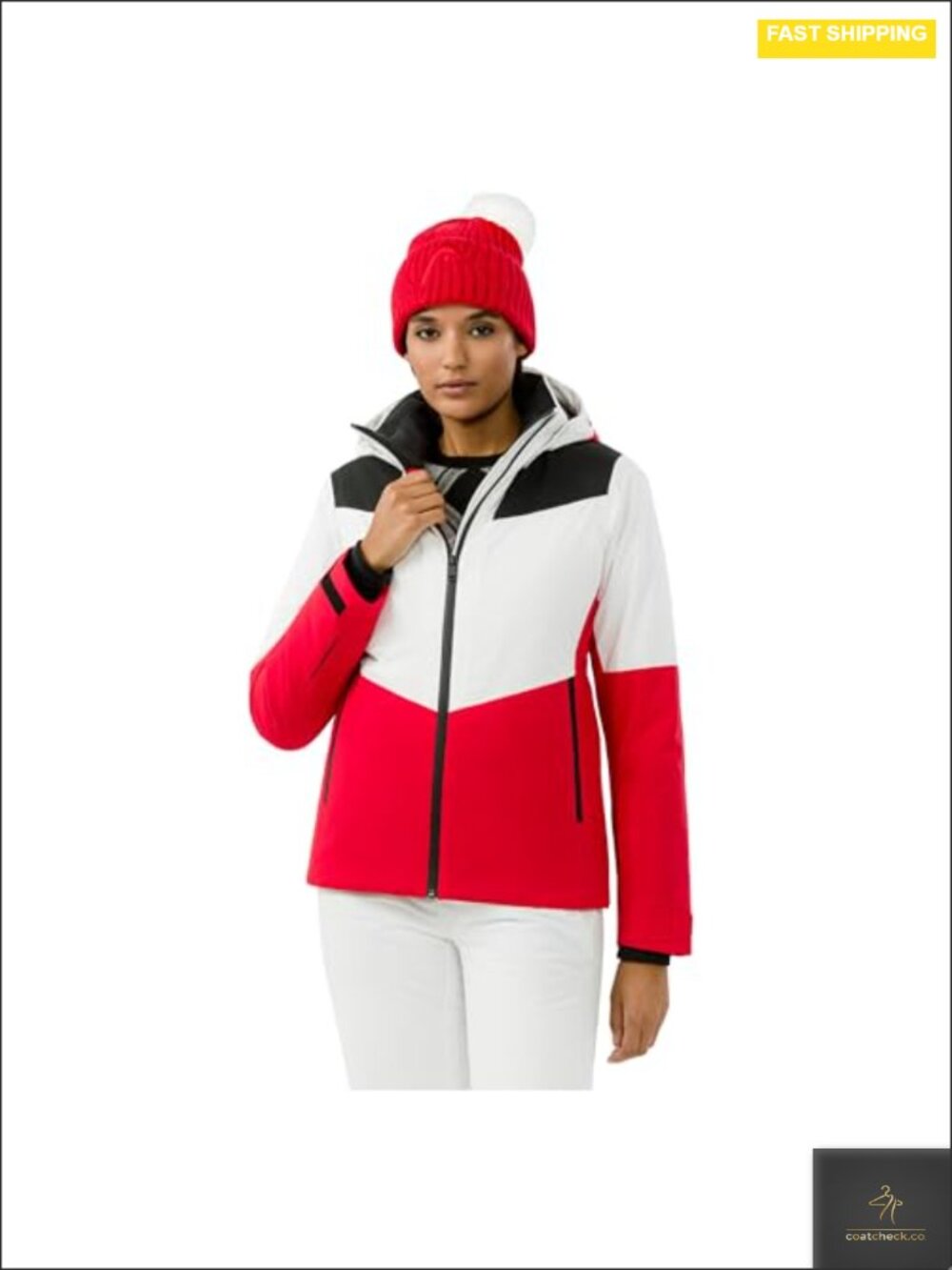 Women's Insulated Ski Jacket Waterproof Stretch Detachable Hood Snow Gaiter by